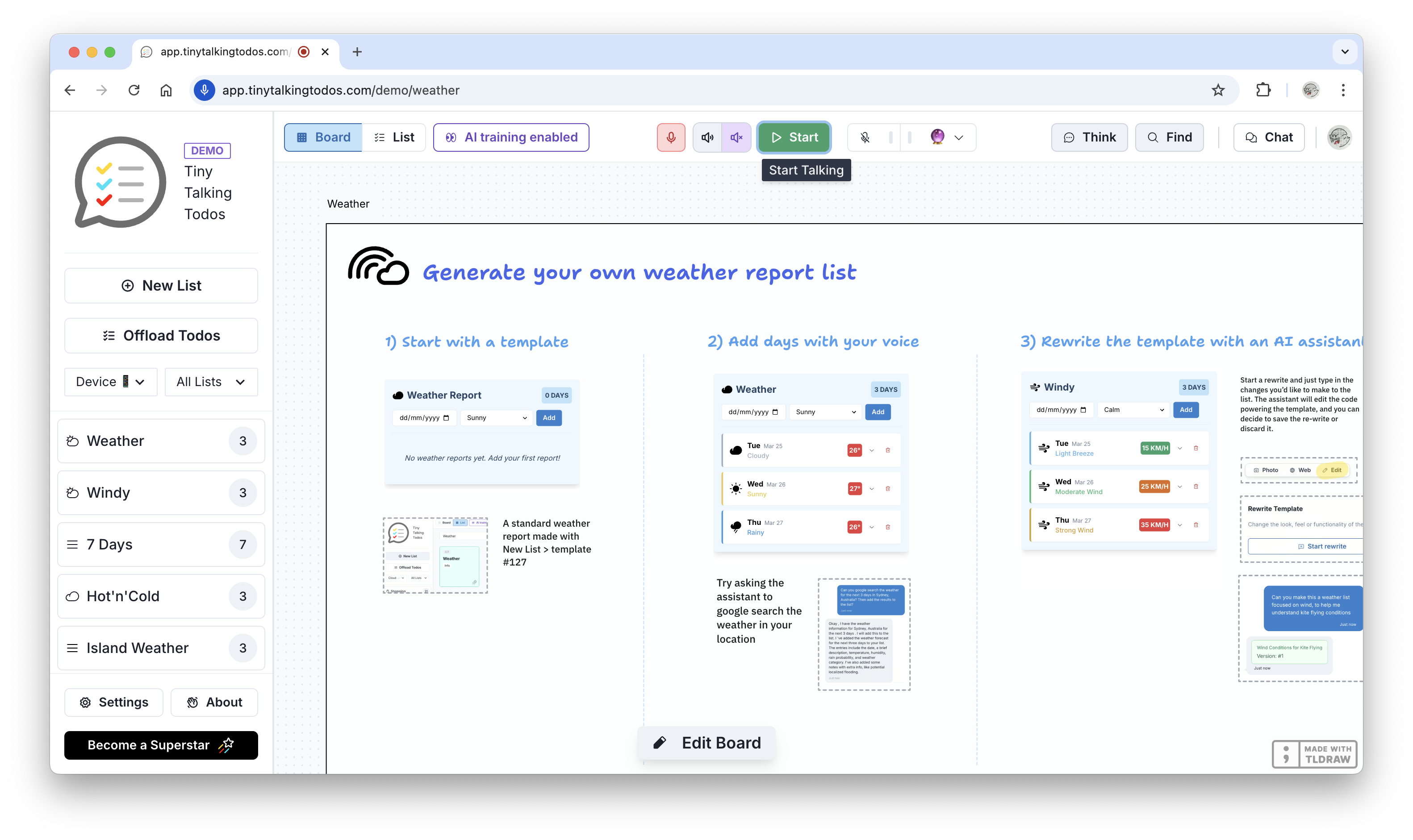 Weather list customization